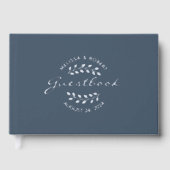 シルバーフォイルリースオンブルー結婚ズ ゲストブック (正面)