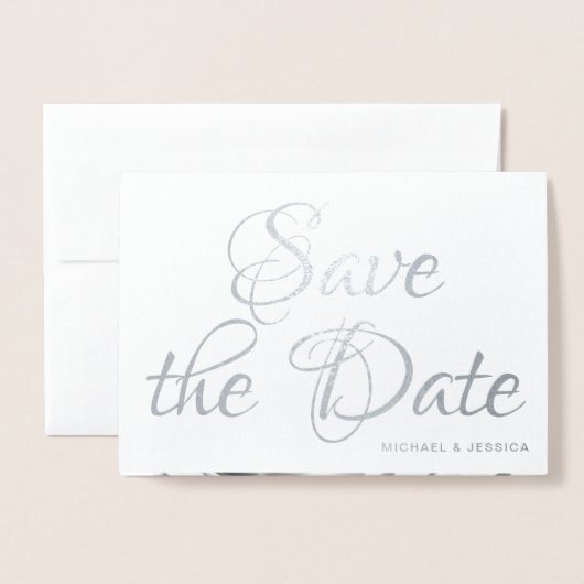 シルバーフォイル写真で日付を保存 箔カード (封筒付き正面)