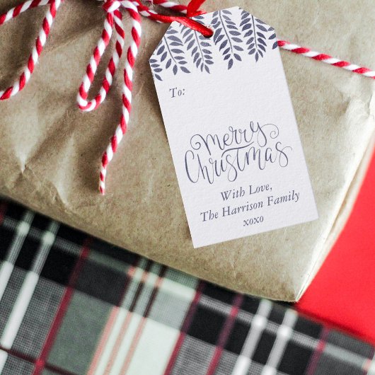 シルバーフォイル効果タイポグラフィメリークリスマス ギフトタグ