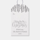 シルバーフォイル効果タイポグラフィメリークリスマス ギフトタグ (正面)