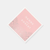 シルバーフォイル効果フローラカントリーサイドピンク結婚ズ スタンダードカクテルナプキン (角)