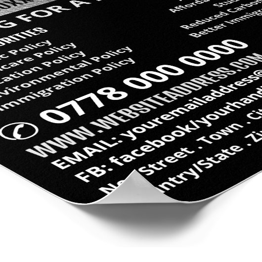 シルバーフォイル効果政治運動家の広告 ポスター (角)