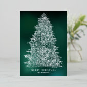 シルバーフォイル図解入りの、写真付きのクリスマスツリーカード 箔シーズンカード (立ち正面)