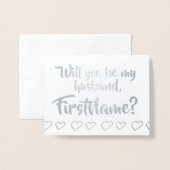 シルバーフォイル基本結婚提案カード 箔カード (封筒付き正面)