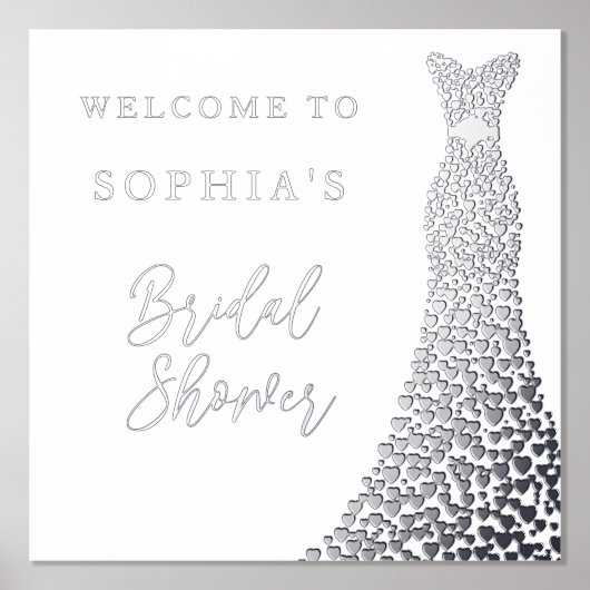 シルバーフォイル歓迎ブライダルシャワー 箔ポスター (正面)