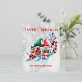 シルバーフォイル水カラークリスマス格言 箔シーズンポストカード (立ち正面)