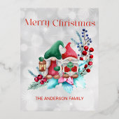 シルバーフォイル水カラークリスマス格言 箔シーズンポストカード (正面)