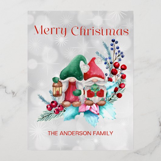 シルバーフォイル水カラークリスマス格言 箔シーズンポストカード (正面)