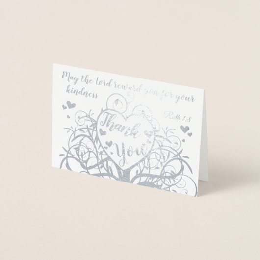 シルバーフォイル渦巻き木ありがとう聖書の聖句 箔カード (正面)