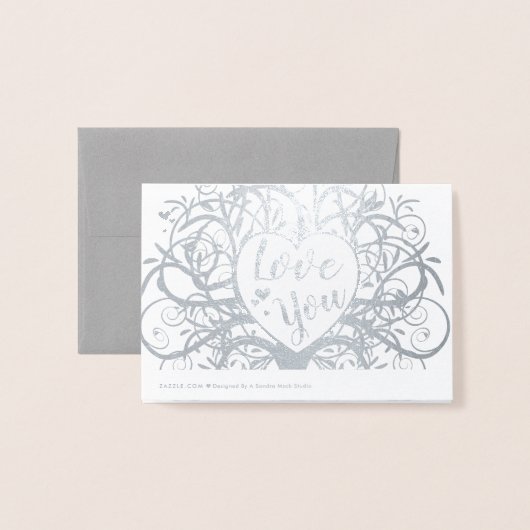 シルバーフォイル渦巻き木ありがとう聖書の聖句 箔カード (裏面封筒付き)