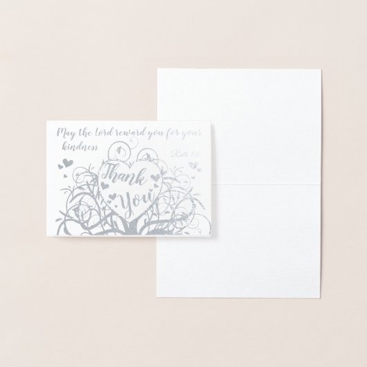 シルバーフォイル渦巻き木ありがとう聖書の聖句 箔カード (ディスプレー)
