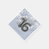 シルバーフォイル甘い16日風船ほこりっぽい青 スタンダードカクテルナプキン (角)