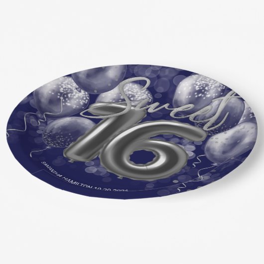 シルバーフォイル甘い16日風船ブ王室のルー ペーパープレート (アングル)