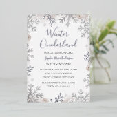 シルバーフォイル赤面ウィンターオネダーランド1歳の誕生日 箔招待状 (立ち正面)