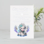 シルバーフォイル雪の妖精の王女3Dブルーバラ女の子 箔招待状 (立ち正面)