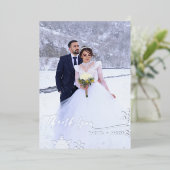 シルバーフォイル雪結婚片のサンキューカード 箔招待状 (立ち正面)