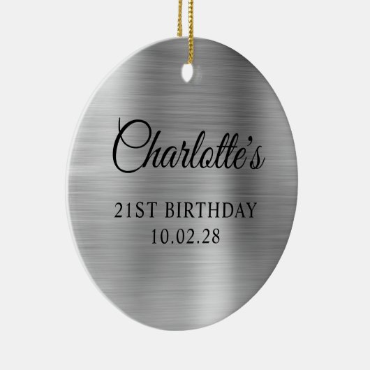 シルバーフォイル21歳の誕生日の写真 セラミックオーナメント (右)
