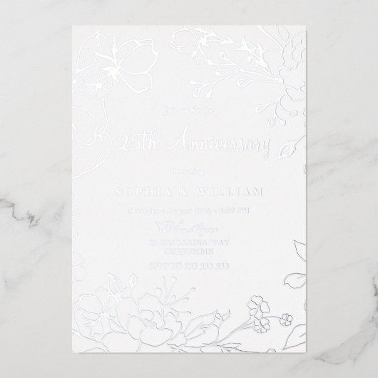 シルバーフォイル25結婚周年 箔招待状 (正面)