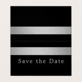 シルバーフォイル ストライプ 写真付き Save The Date カード (外部フラット)