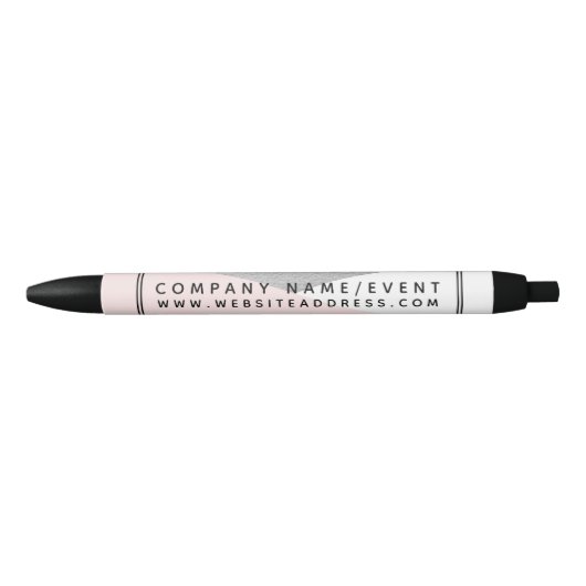 シルバーフォイル&ピンクモダン、ジオメトリック会社/イベント 黒ボールペン (正面)