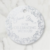 シルバーフォイル&ブルーフレースのようィリグレ結婚ーズサンキュー フェイバータグ (正面)