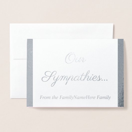 シルバーフォイル「私たちの悔やみや弔慰...」カード 箔カード (封筒付き正面)