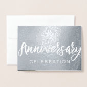 シルバーフォイル 25周年パーティー招待状 箔カード (封筒付き正面)