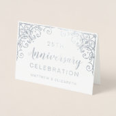 シルバーフォイル 25周年パーティー招待状 箔カード (正面)