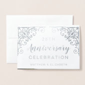 シルバーフォイル 25周年パーティー招待状 箔カード (封筒付き正面)