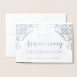 シルバーフォイル 25周年パーティー招待状 箔カード