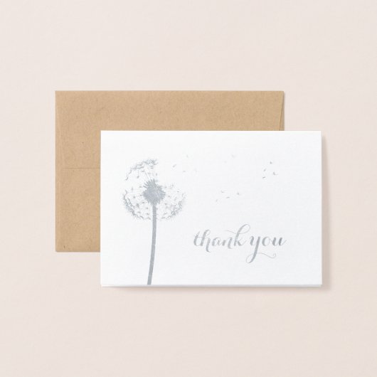 シルバーフォイルDandelionありがとうクラフト 箔カード (封筒付き正面)