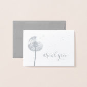 シルバーフォイルDandelion写真ありがとうグレー 箔カード (封筒付き正面)