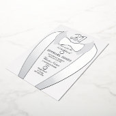 シルバーフォイルTuxedoスーツMens 21歳の誕生日パーティー 箔招待状 (回転した状態)