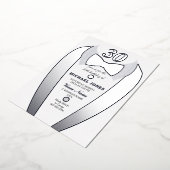 シルバーフォイルTuxedoスーツMens 30th誕生日パーティー 箔招待状 (回転した状態)