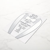 シルバーフォイルTuxedoスーツMens 50th誕生日パーティー 箔招待状 (回転した状態)