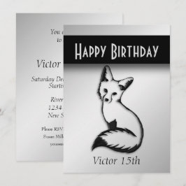 シルバーフォックスの誕生日パーティー招待状 招待状