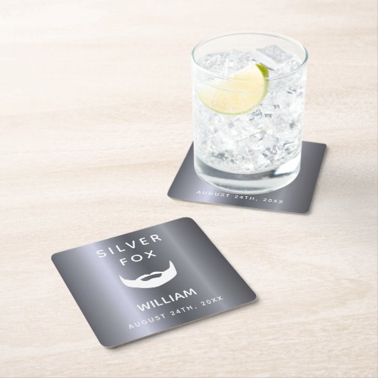 シルバーフォックスバースデーヒゲ男たちグレートレンディー スクエアペーパーコースター (インサイチュ)