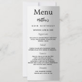 シルバーフォトおもしろいファクト誕生日メニューカード 招待状 (正面)