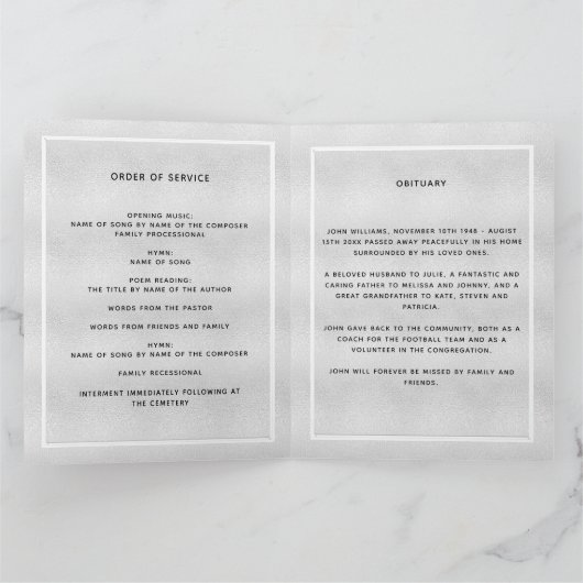 シルバーフォトクラシックエレガント葬儀プログラム サンキューカード (内部)