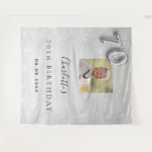 シルバーフォトグリッター歓迎70歳の誕生日 タペストリー (正面(横))