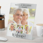 シルバーフォトコラージュ誕生日パーティーへようこそ 台座サイン (インサイチュ)