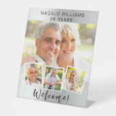 シルバーフォトコラージュ誕生日パーティーへようこそ 台座サイン (正面)