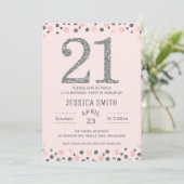 シルバーフォトシフェイクルバー21歳誕生日招待状 招待状 (スタンド正面)