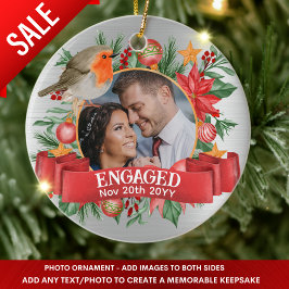 シルバーフォトヴィンテージツリーパーソナライズされた飾り セラミックオーナメント