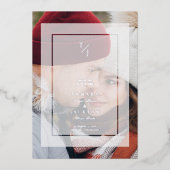シルバーフォト結婚ーのVellum Transparencyイニシャル 箔招待状 (正面)