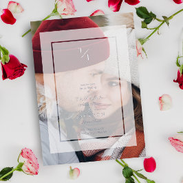 シルバーフォト結婚ーのVellum Transparencyイニシャル 箔招待状