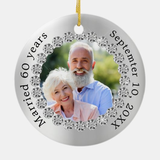 シルバーフォト60結婚th diamondの記念日 セラミックオーナメント (裏面)