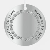シルバーフォト60結婚th diamondの記念日 メタルオーナメント (裏面)