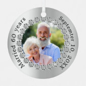 シルバーフォト60結婚th diamondの記念日 メタルオーナメント (正面)