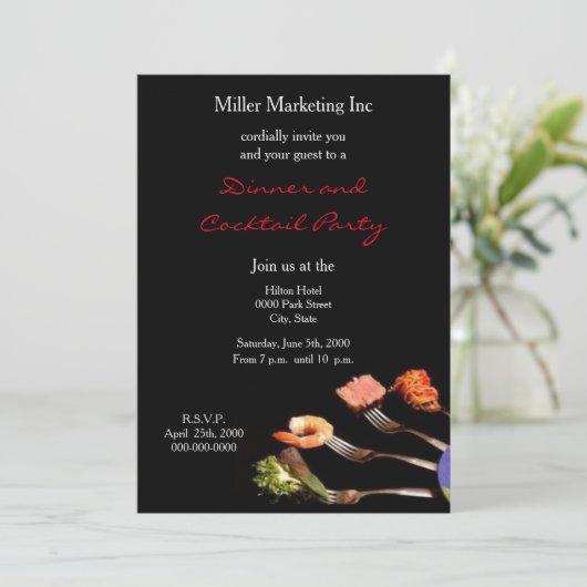 シルバーフォークのビジネスディナー パーティー招待状 招待状 (スタンド正面)
